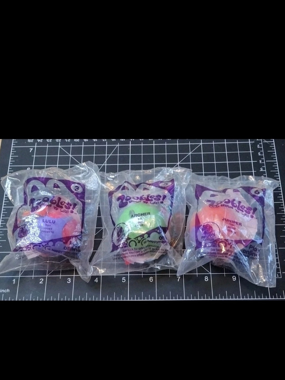 Zoobles! McDonald's Lot of 3 Happy Meal Toys 2012 Lulu Archer Juniper NEW SEALED
